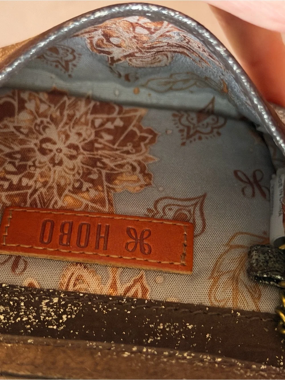 HOBO Black Wallet with Gold-Tone Speckle and Chain